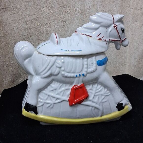 Vintage Mccoy Ceramic Rocking Horse Cookie Jar - Picture 3 of 9